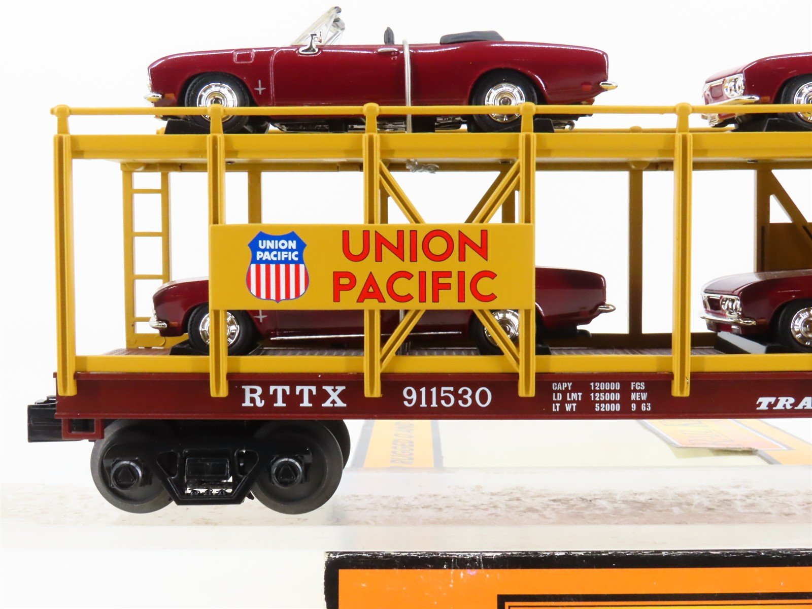 O Gauge 3-Rail MTH 30-76310 UP Auto Carrier #911530 w/ERTL Corvair Monzas Cars