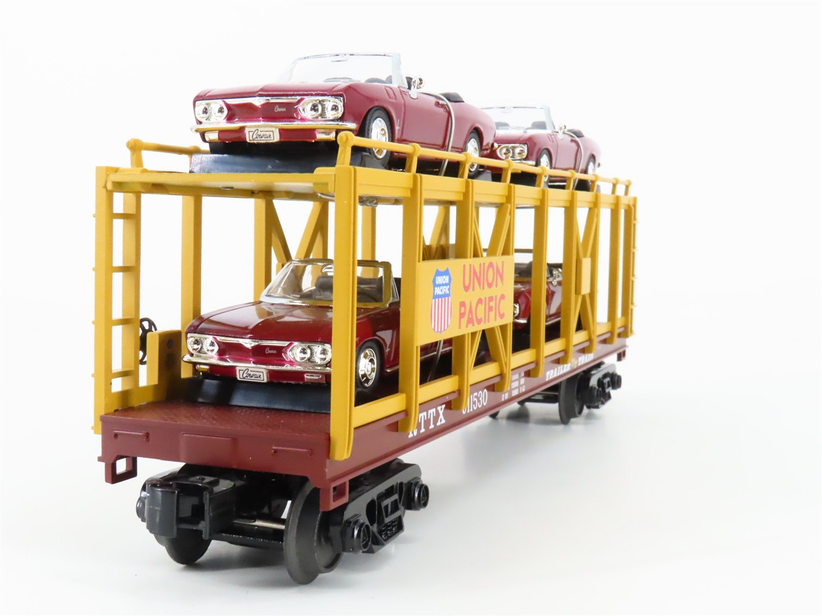O Gauge 3-Rail MTH 30-76310 UP Auto Carrier #911530 w/ERTL Corvair Monzas Cars