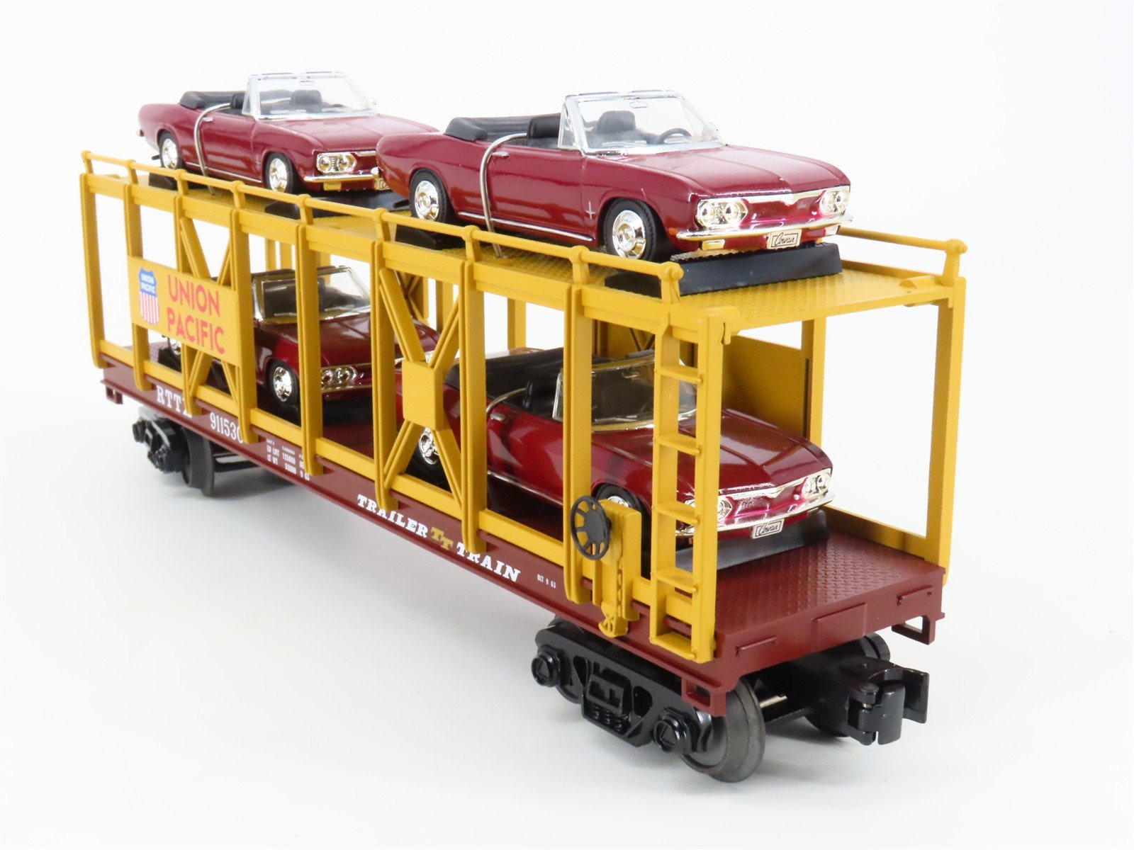 O Gauge 3-Rail MTH 30-76310 UP Auto Carrier #911530 w/ERTL Corvair Monzas Cars