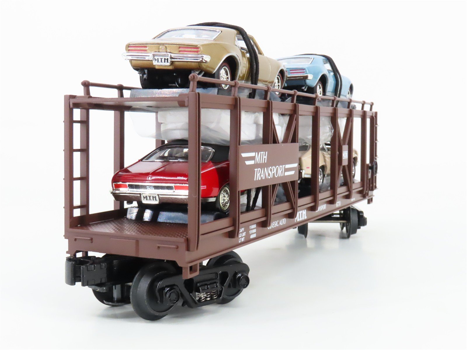 O Gauge 3-Rail MTH 30-7638 MTH Transport Auto Carrier #6770 w/ERTL Chevy Novas