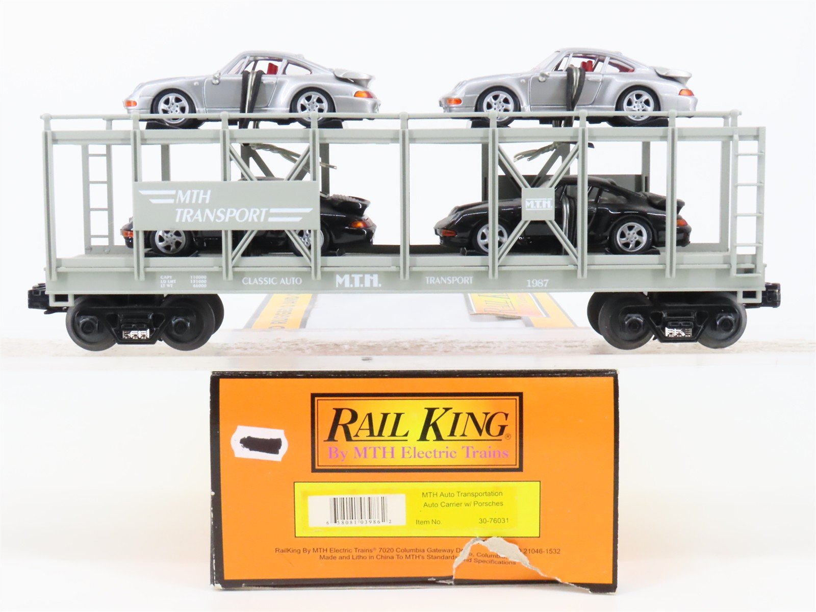 O Gauge 3-Rail MTH 30-76031 MTH Transport Auto Carrier #1987 w/Porsche Cars