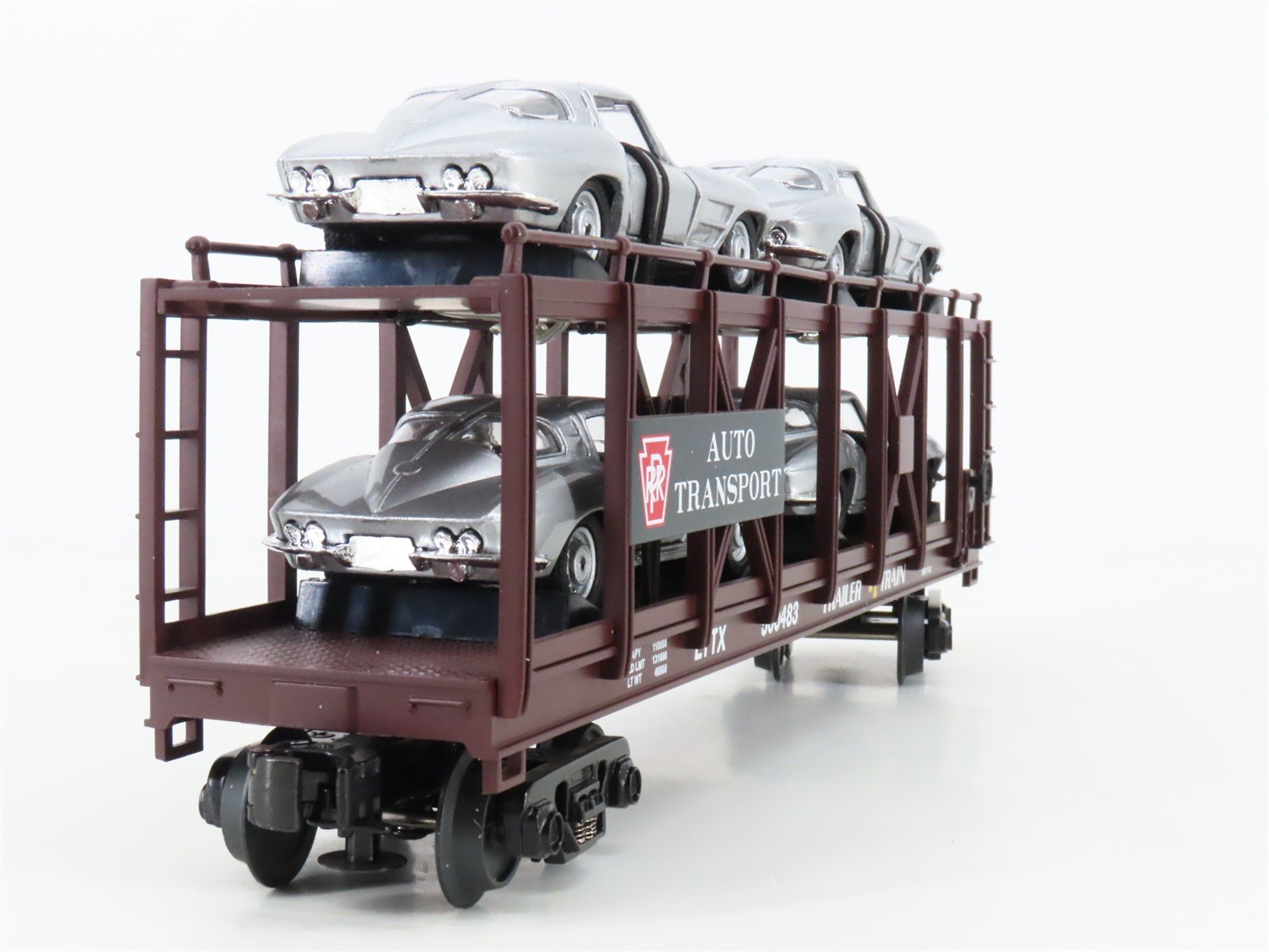 O 3-Rail MTH 30-76064 PRR Pennsylvania Auto Carrier #500483 w/63' Corvette Cars