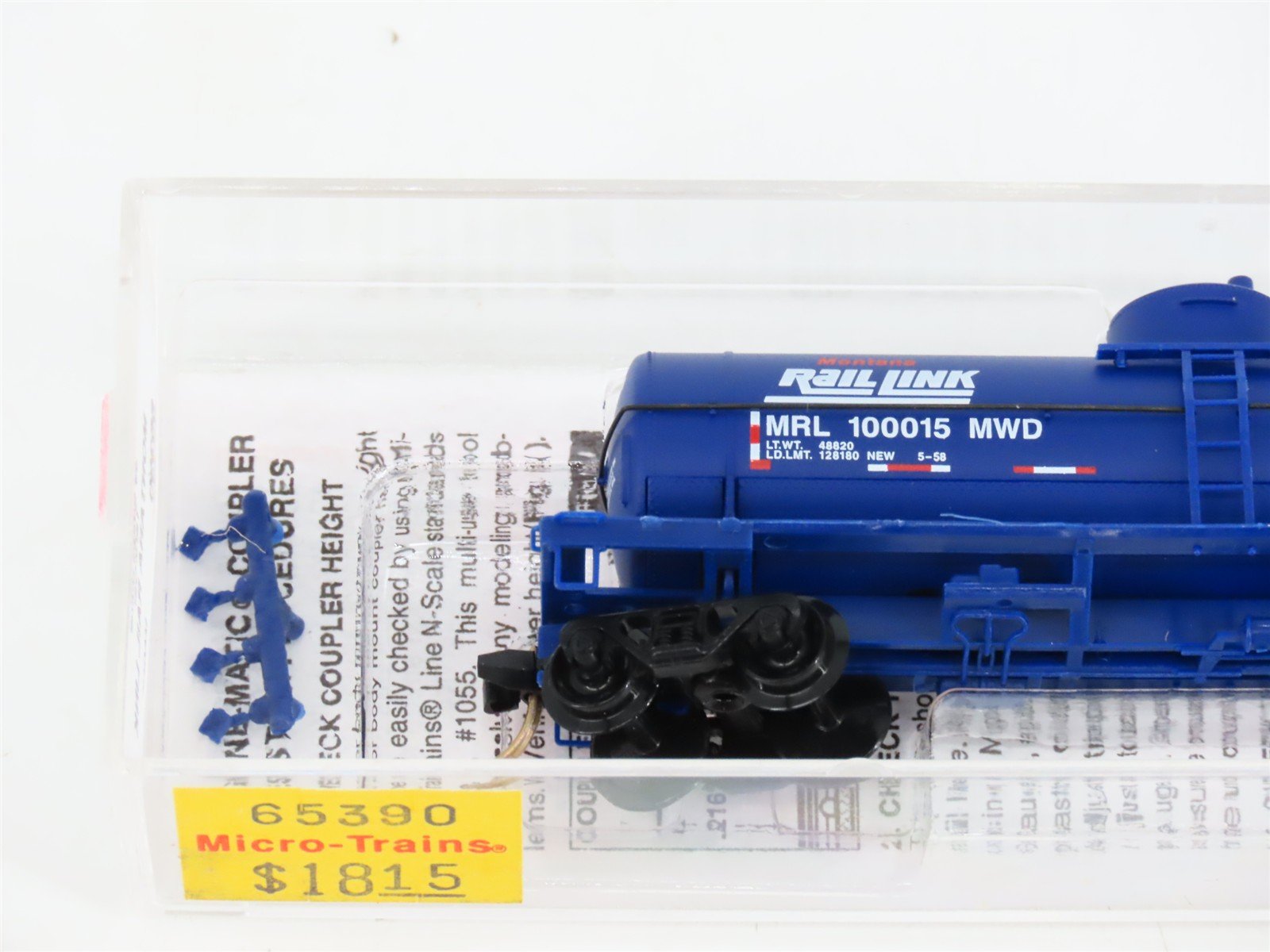 N Micro-Trains MTL 65390 MRL Montana Rail Link 39' Single Dome Tank Car #100015