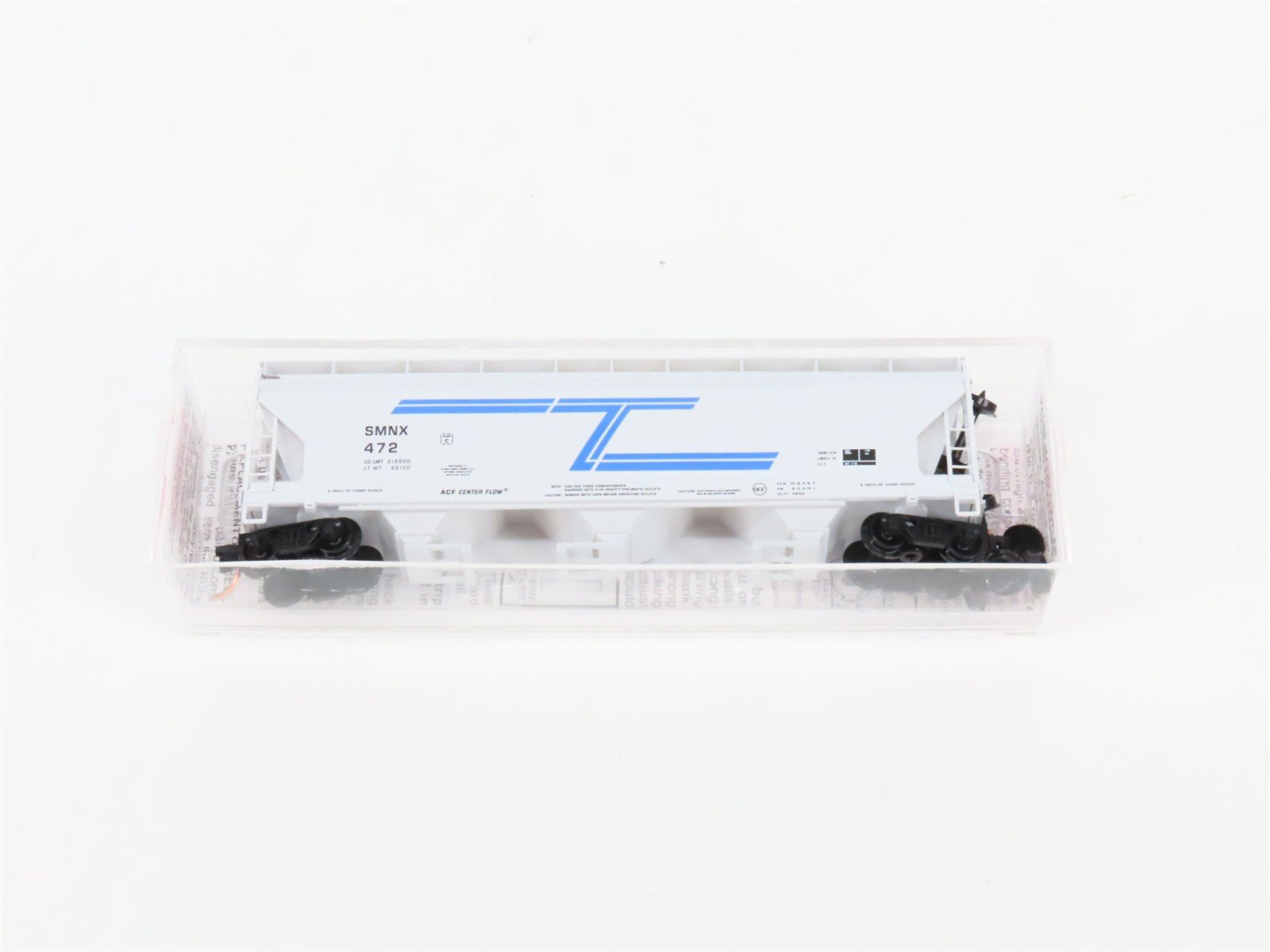 N Scale Micro-Trains MTL 93090 SMNX Solvay Minerals 3-Bay Covered Hopper #472