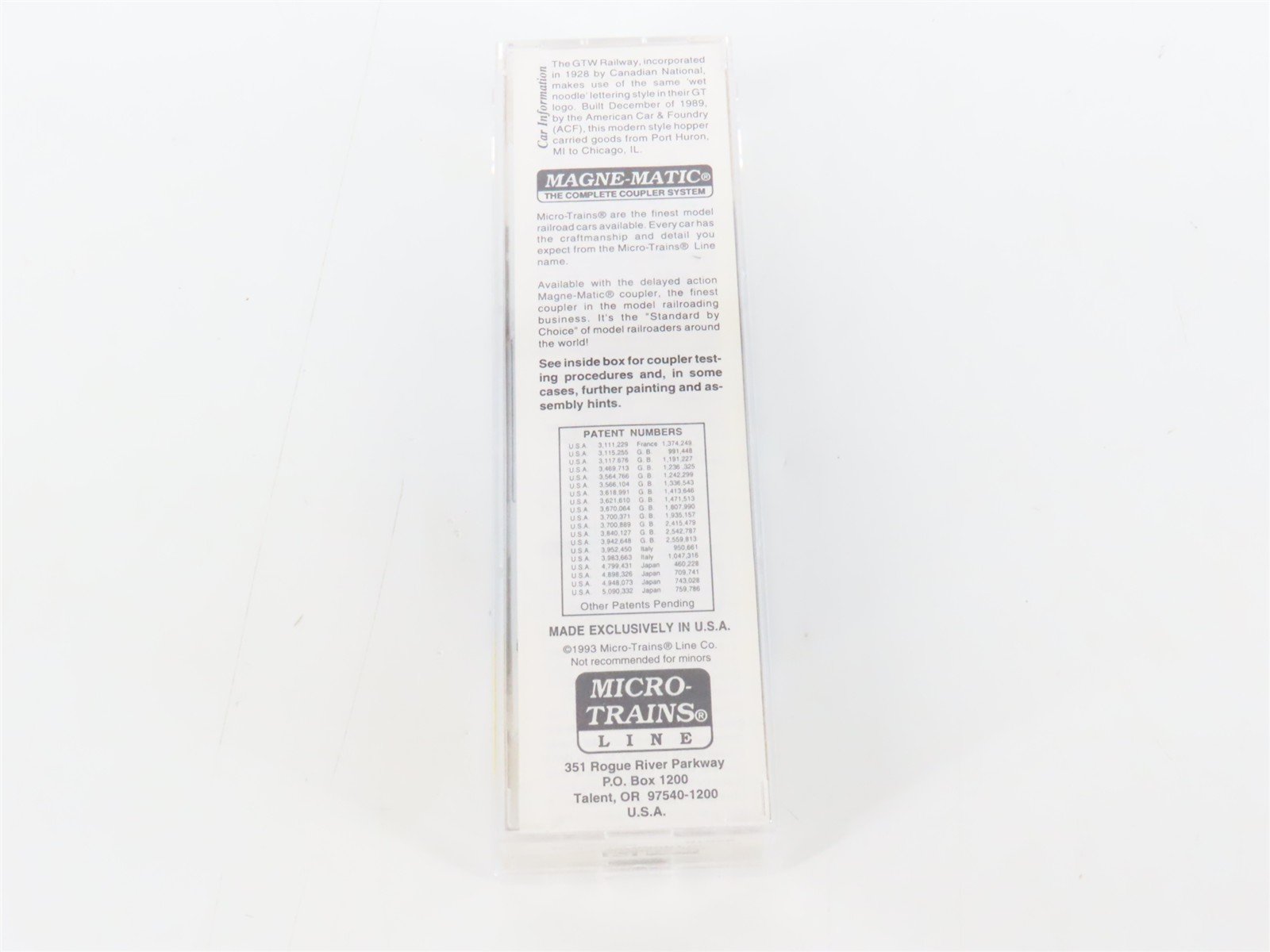 N Micro-Trains MTL 92010 GTW Grand Trunk Western 2-Bay Covered Hopper #315060