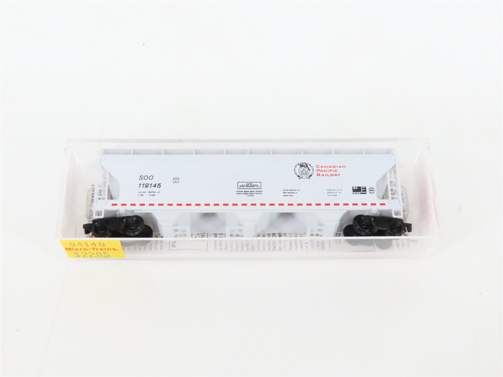 N Scale Micro-Trains MTL 94140 CP/SOO Line 3-Bay ACF Covered Hopper #119145