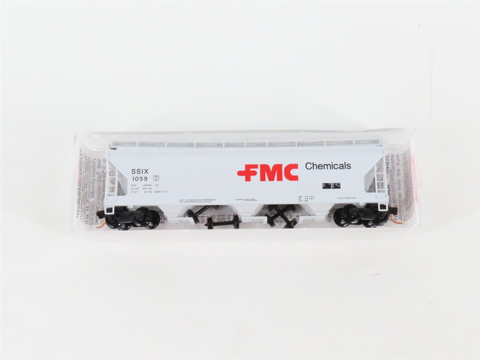 N Scale Micro-Trains MTL 93080 SSIX FMC Chemicals 3-Bay ACF Covered Hopper #1059