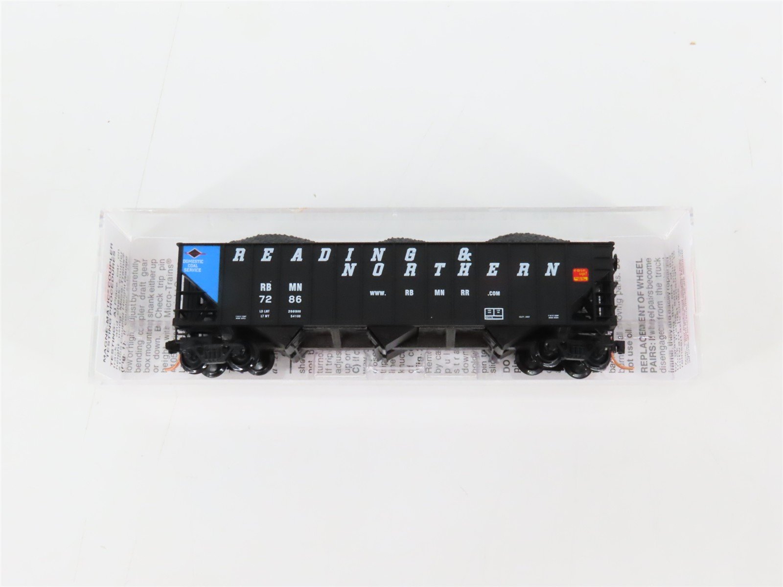 N Micro-Trains MTL 108080 RBMN Reading & Northern 3-Bay Hopper #7286 w/ Load
