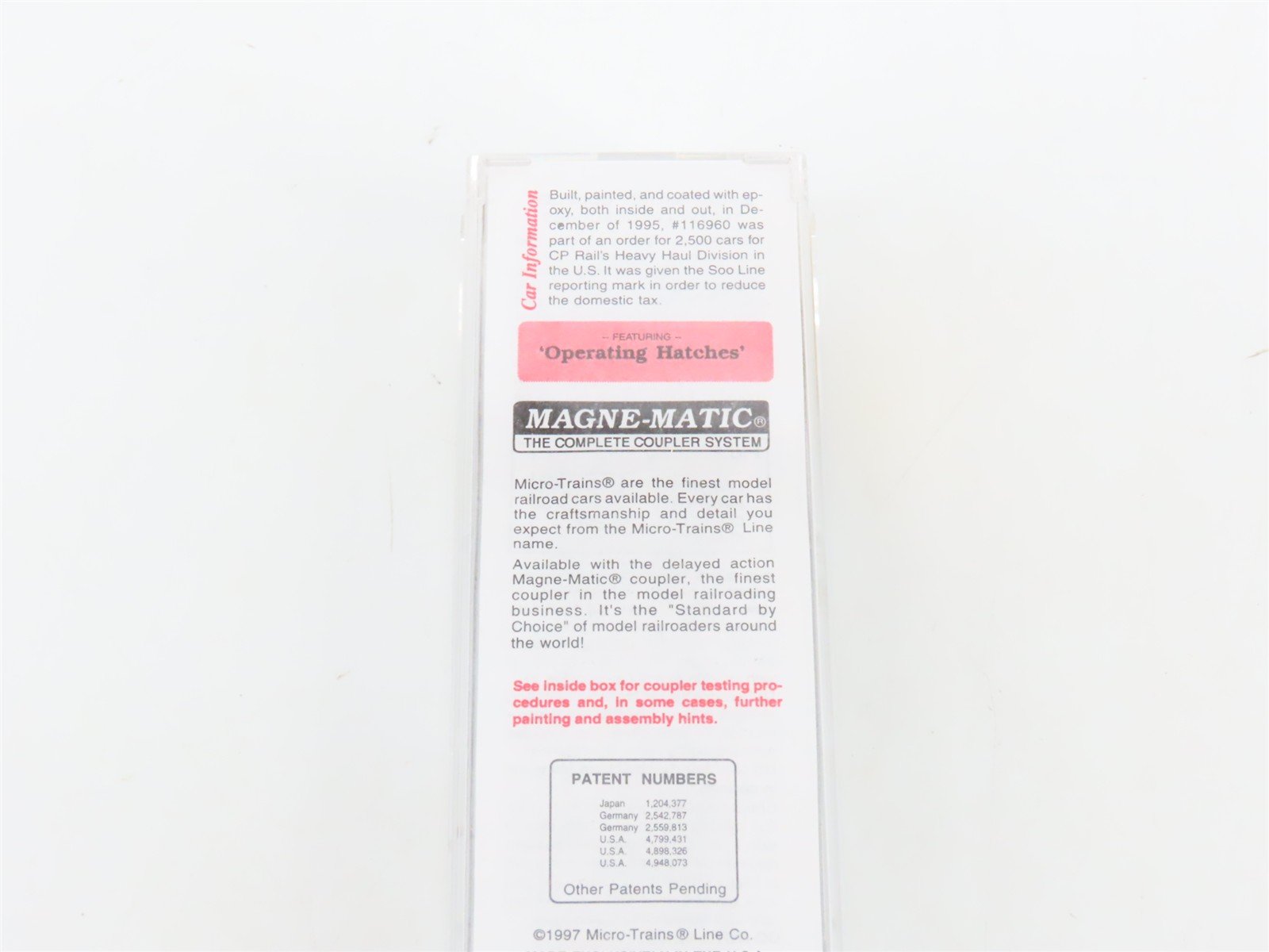 N Scale Micro-Trains MTL 94090 CP Rail/SOO Line 3-Bay Covered Hopper #116960