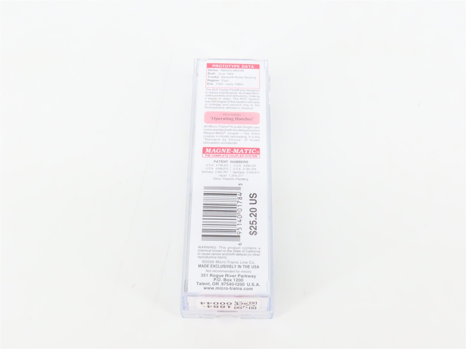 N Micro-Trains MTL 09300030 NYC New York Central 3-Bay Covered Hopper #886029