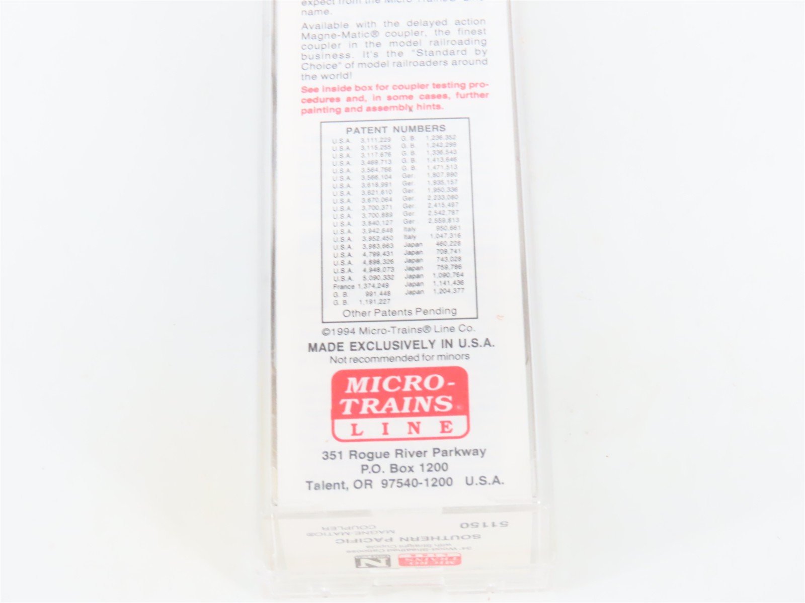 N Scale Micro-Trains MTL 51150 SP Southern Pacific Offset Cupola Caboose #601