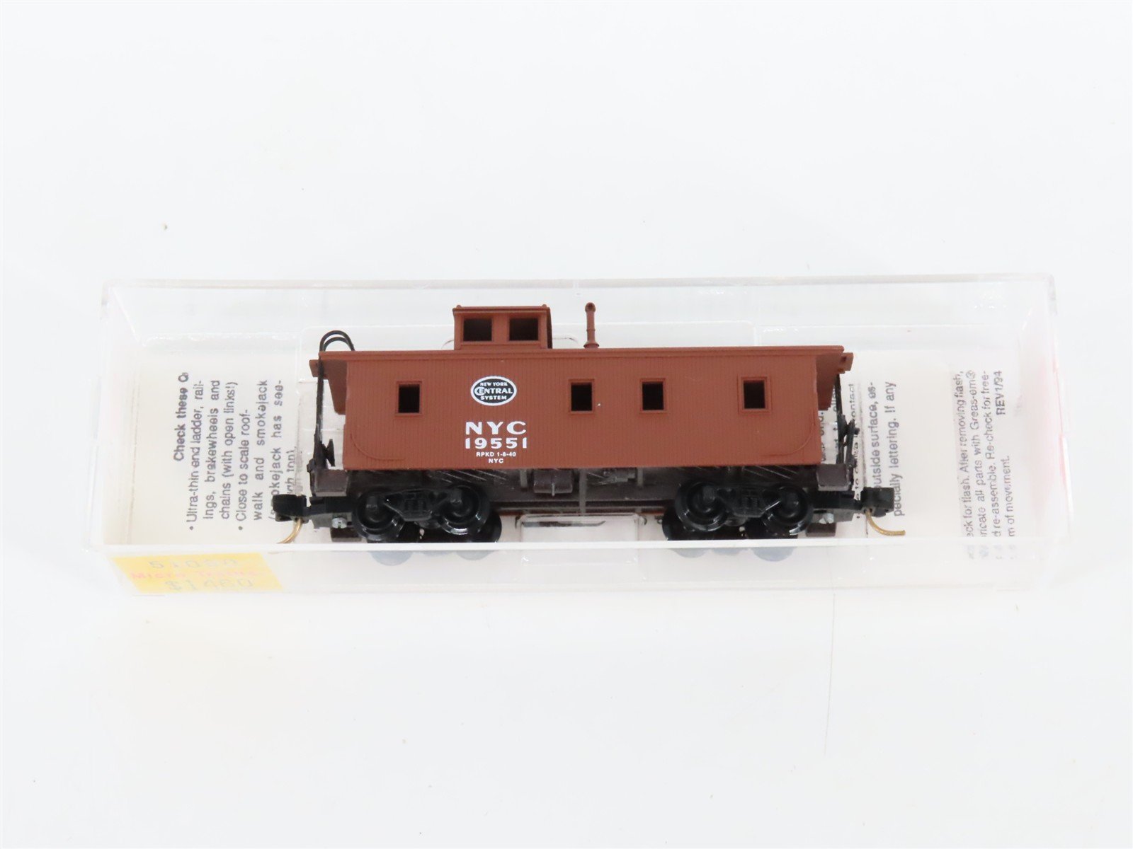 N Scale Micro-Trains MTL 51080 NYC New York Central Offset Cupola Caboose #19551