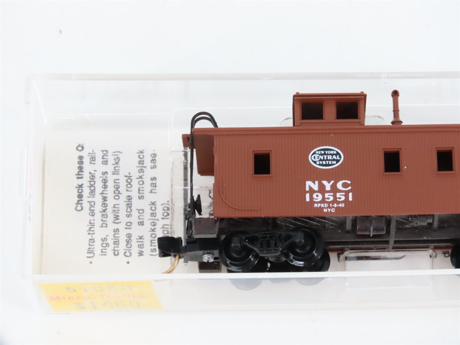 N Scale Micro-Trains MTL 51080 NYC New York Central Offset Cupola Caboose #19551