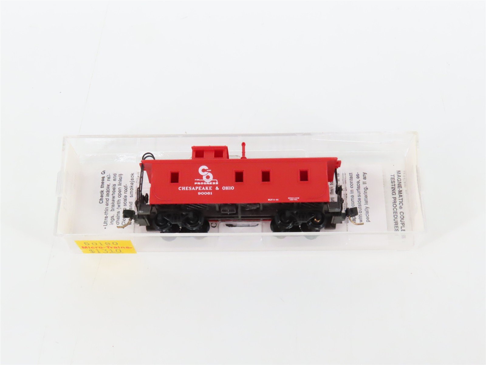 N Scale Micro-Trains MTL 50190 C&O "Progress" Offset Cupola Wood Caboose #90061