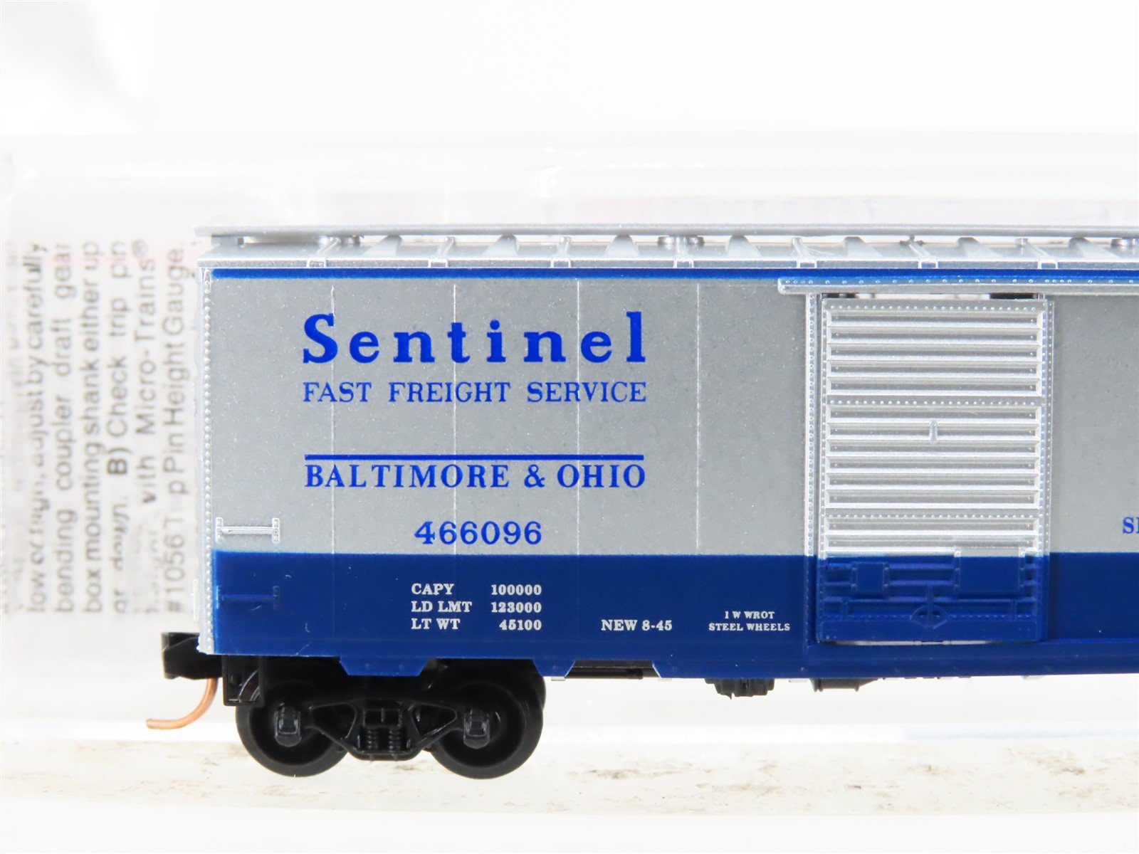 N Scale Micro-Trains MTL 20256 B&O Baltimore & Ohio Sentinel 40' Boxcar #466096