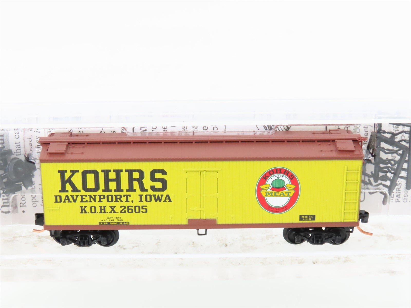 N Scale Micro-Trains MTL 49110 40' KOHX Kohrs Meat Packing 40' Reefer #2605