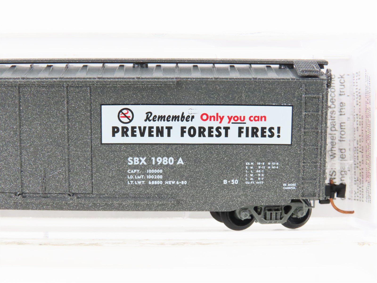 N Scale Micro-Trains MTL 03200404 SBX Smokey Bear 50' Standard Boxcar #1980A