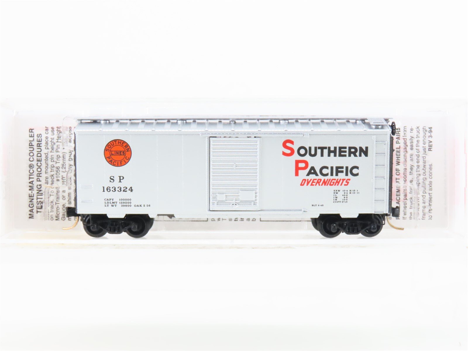 N Scale Micro-Trains MTL 20760 SP Southern Pacific 40' Standard Boxcar #163324