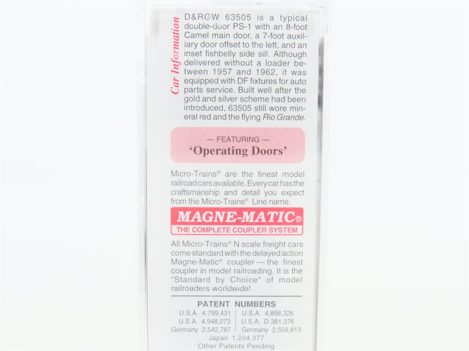 N Scale Micro-Trains MTL 34060 DRGW Rio Grande 50' Standard Boxcar #63505