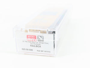 N Micro-Trains MTL 02500500 MP Railbox 50' Rib Side Single Door Box Car #357372