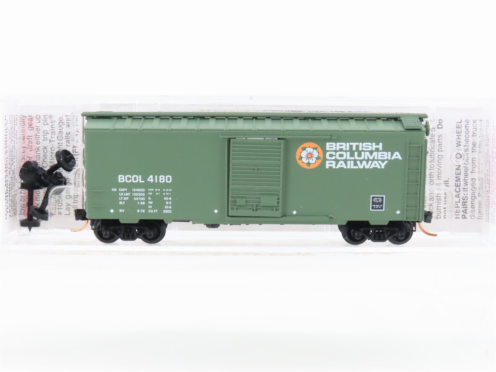 N Micro-Trains MTL 20580 BCOL British Columbia 40' Single Door Box Car #4180