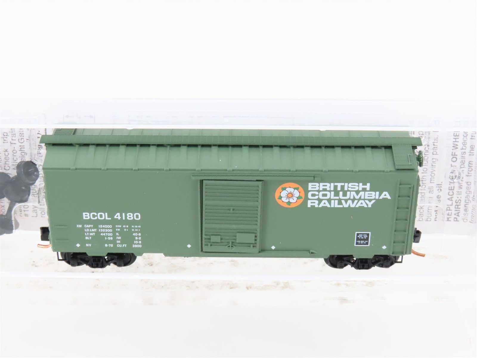 N Micro-Trains MTL 20580 BCOL British Columbia 40' Single Door Box Car #4180