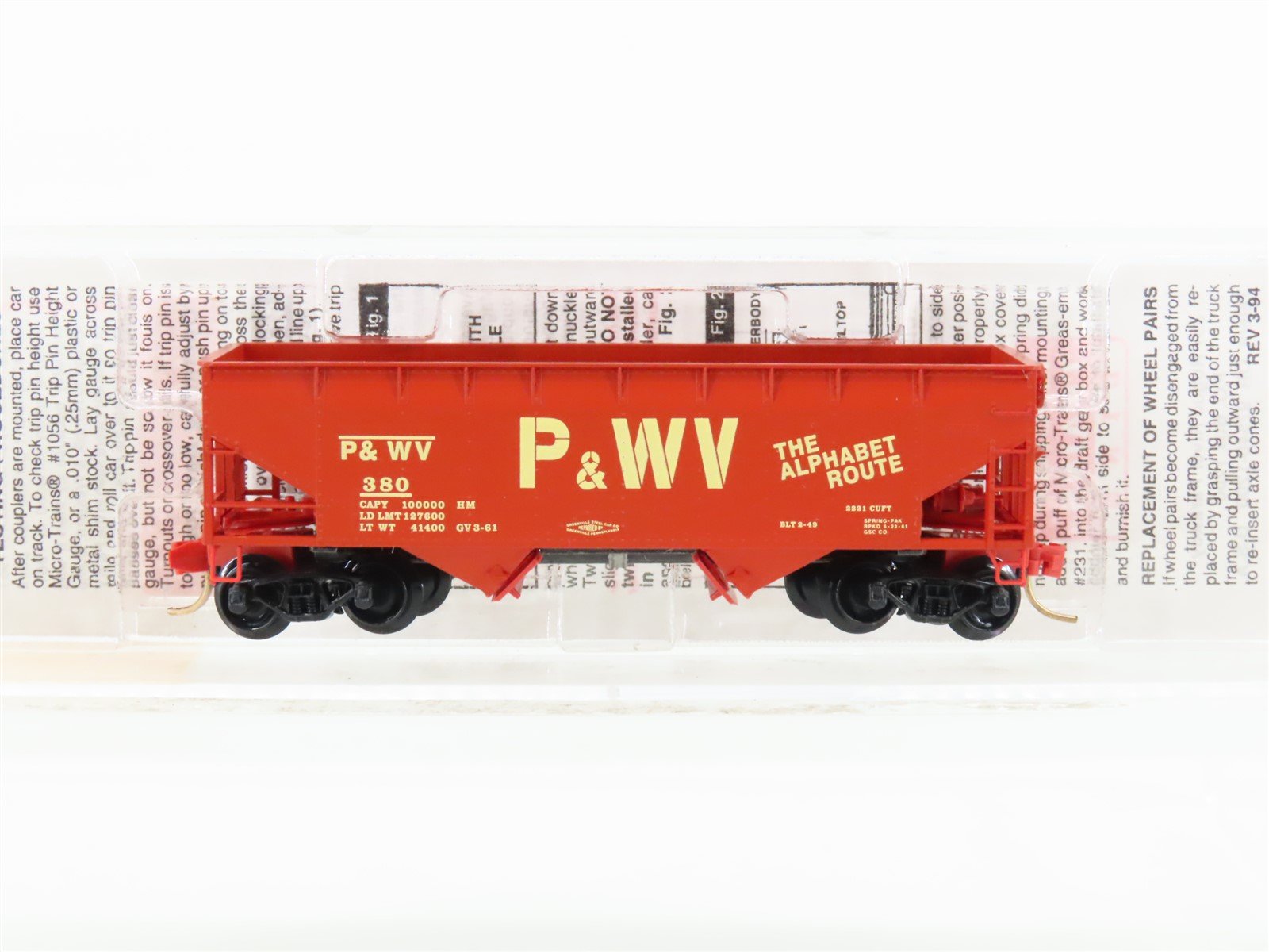 N Scale Micro-Trains MTL 55260 P&WV Pittsburgh & West Virginia 2-Bay Hopper #380