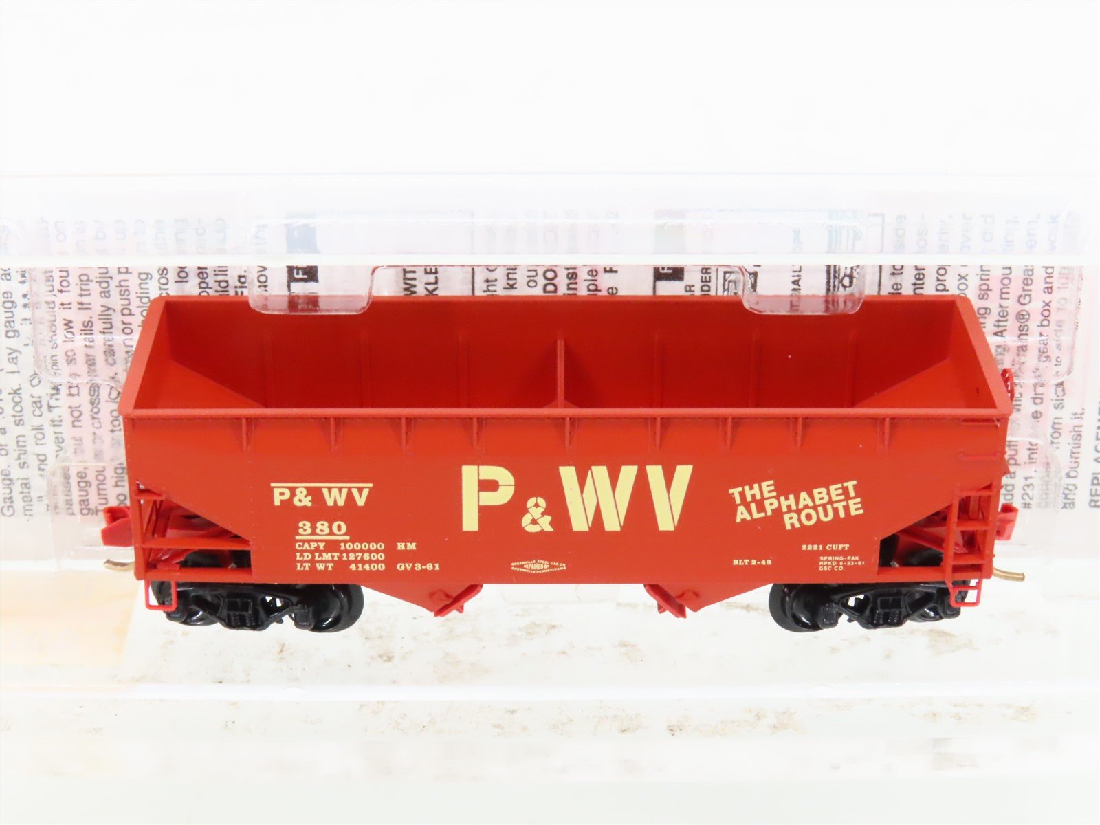 N Scale Micro-Trains MTL 55260 P&WV Pittsburgh & West Virginia 2-Bay Hopper #380