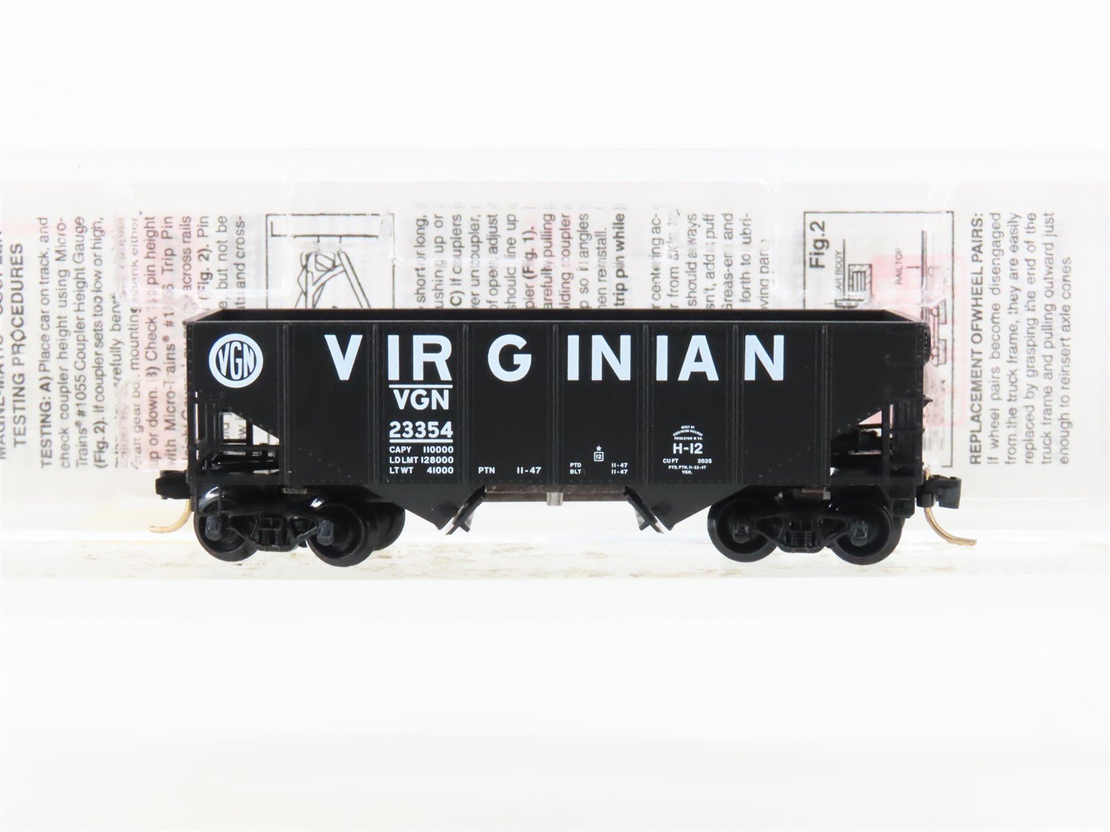 N Scale Micro-Trains MTL 56200 VGN Virginian 2-Bay Rib-Side Hopper #23354