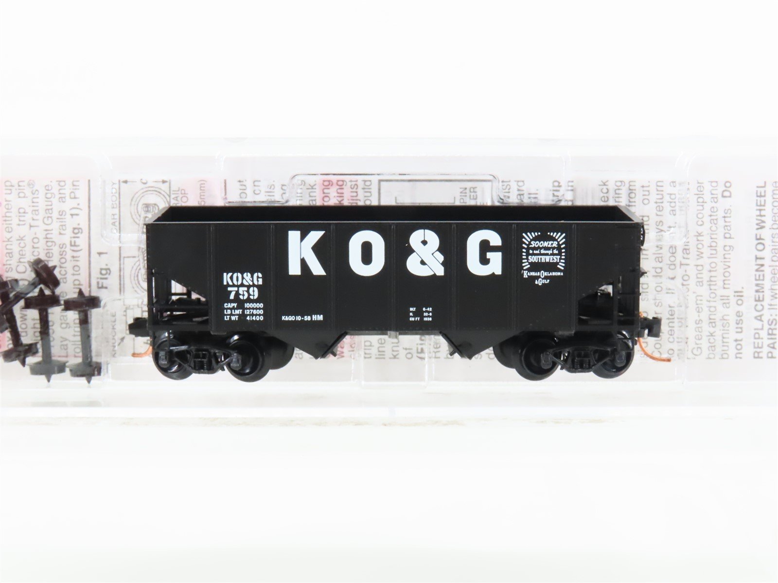 N Micro-Trains MTL 56360 KO&G Kansas Oklahoma & Gulf 2-Bay Rib-Side Hopper #759