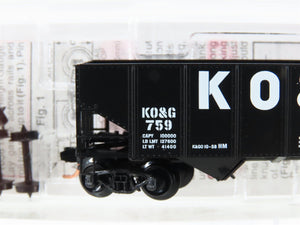 N Micro-Trains MTL 56360 KO&G Kansas Oklahoma & Gulf 2-Bay Rib-Side Hopper #759