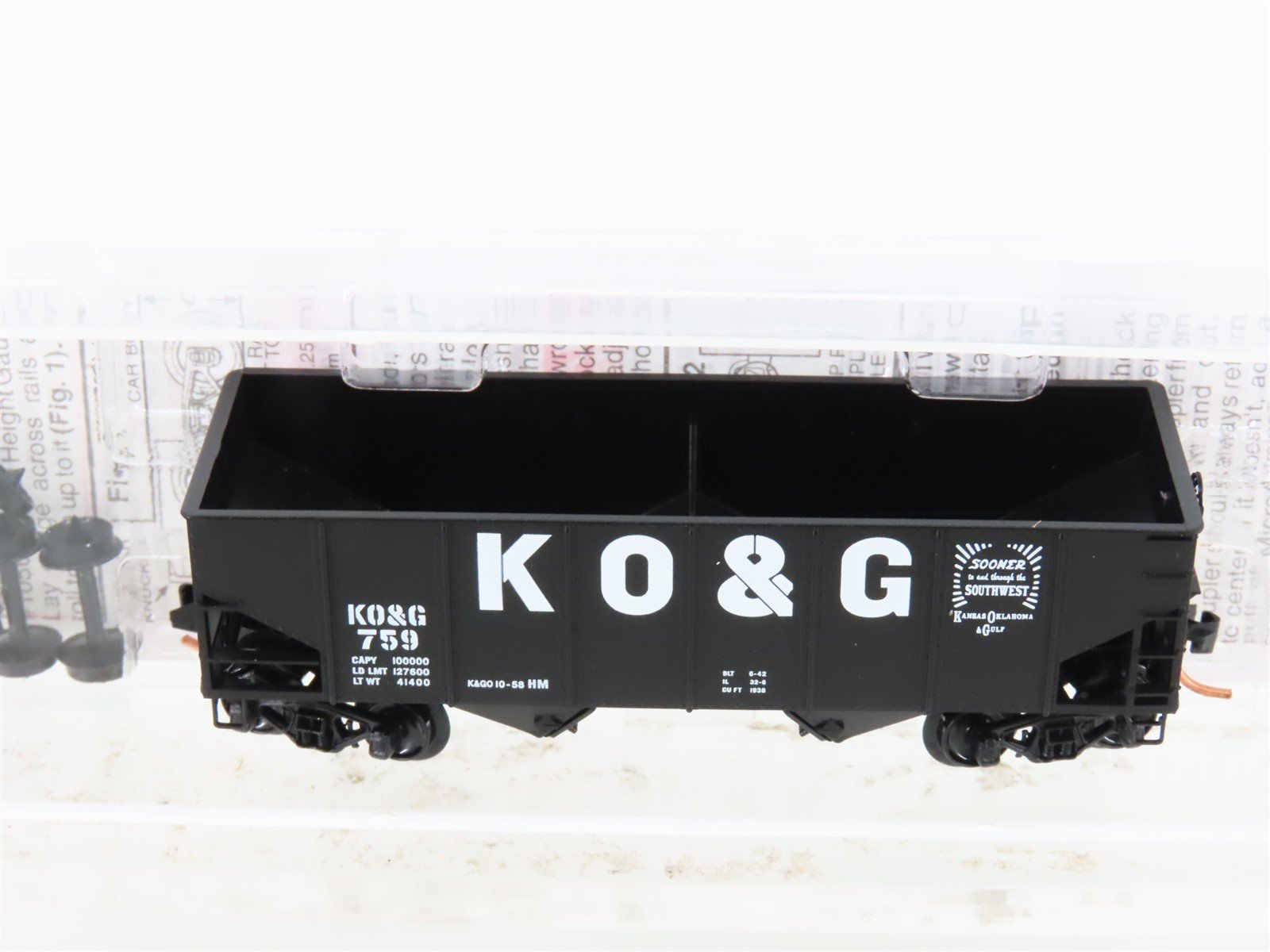 N Micro-Trains MTL 56360 KO&G Kansas Oklahoma & Gulf 2-Bay Rib-Side Hopper #759