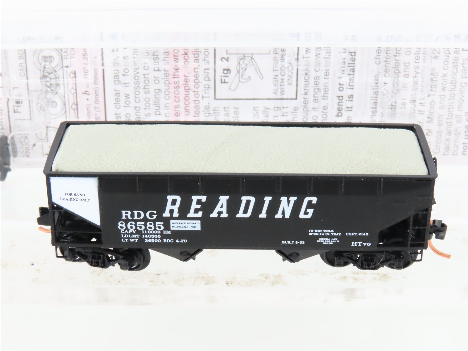 N Micro-Trains MTL 55490 RDG Reading 2-Bay Offset-Side Hopper #86585 w/Sand Load