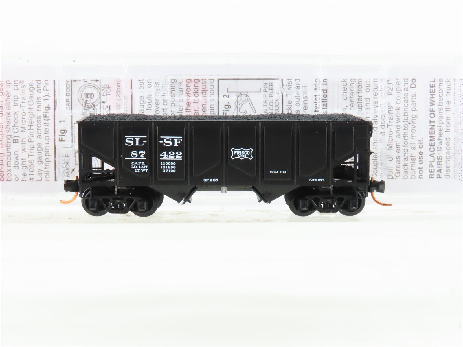 N Micro-Trains MTL 08500050 SLSF Frisco 2-Bay Panel-Side Hopper #87422 w/ Load