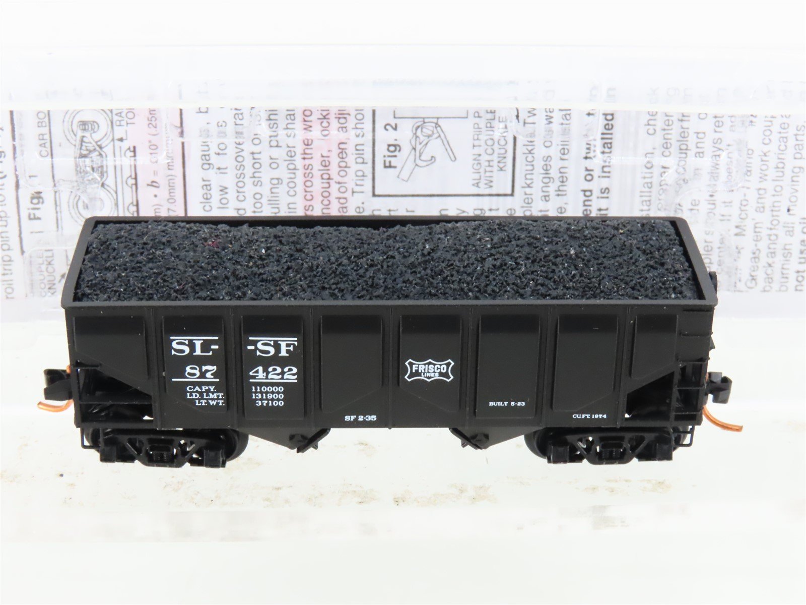N Micro-Trains MTL 08500050 SLSF Frisco 2-Bay Panel-Side Hopper #87422 w/ Load