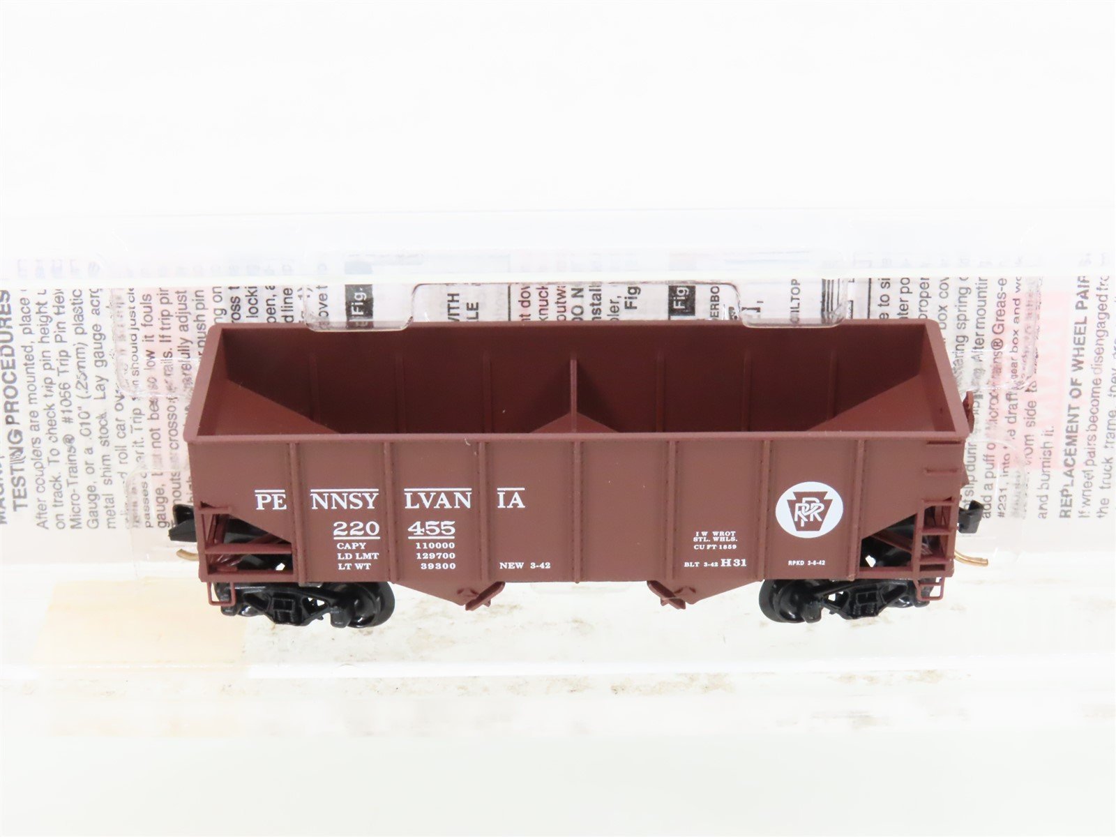 N Scale Micro-Trains MTL 56060 PRR Pennsylvania 2-Bay Rib-Side Hopper #220455