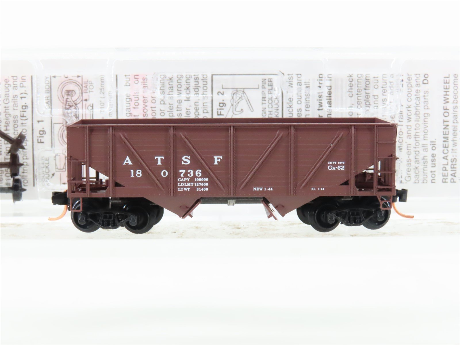 N Scale Micro-Trains MTL 57010 ATSF Santa Fe 2-Bay Composite-Side Hopper #180736