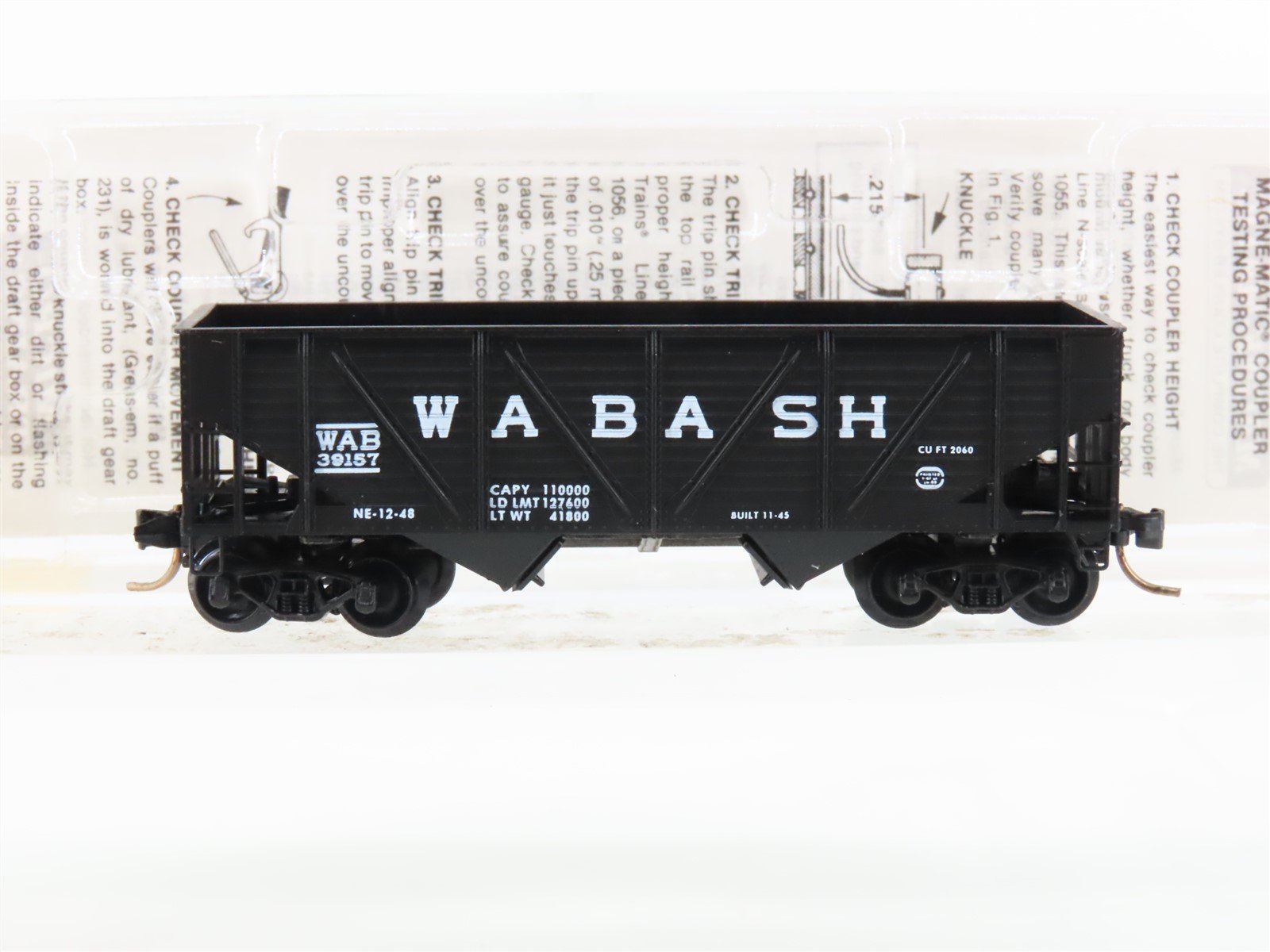 N Scale Micro-Trains MTL 57060 WAB Wabash 2-Bay Composite-Side Hopper #39157