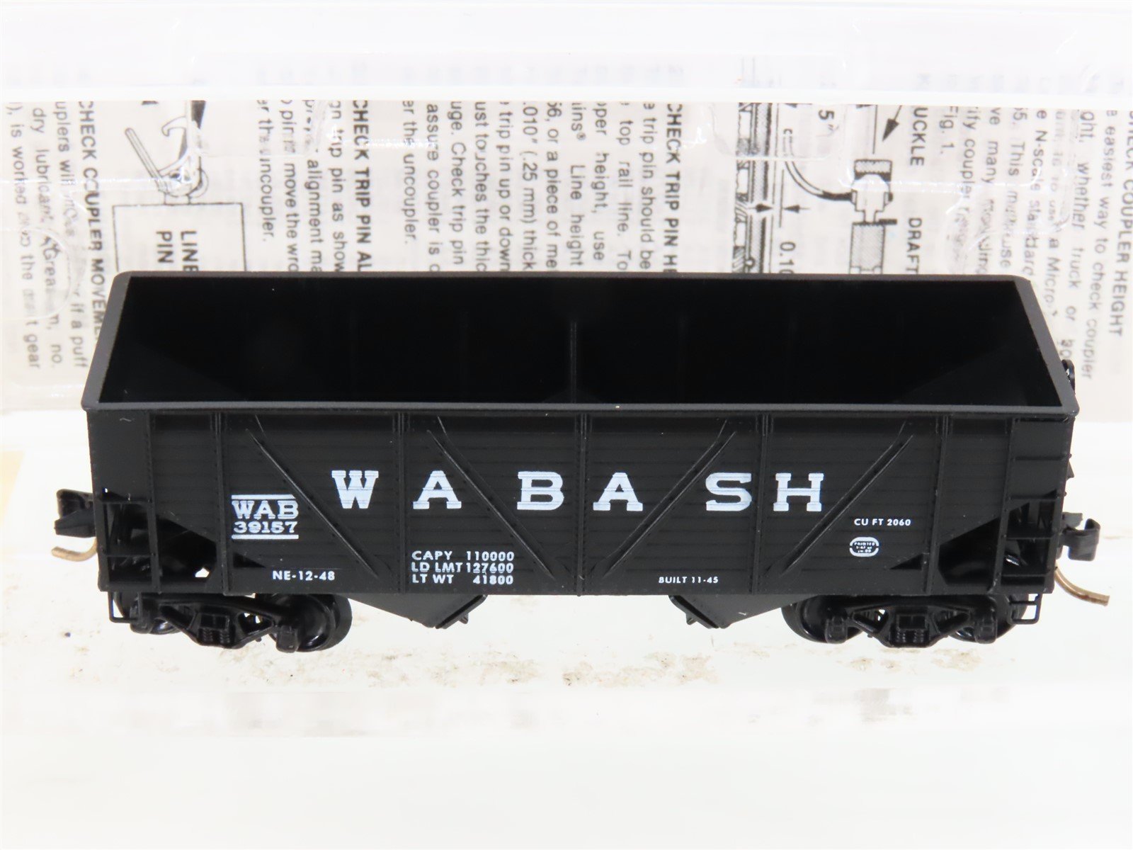 N Scale Micro-Trains MTL 57060 WAB Wabash 2-Bay Composite-Side Hopper #39157
