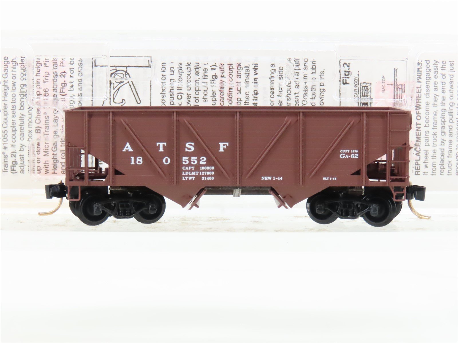N Scale Micro-Trains MTL 57010 ATSF Santa Fe 2-Bay Composite-Side Hopper #180552