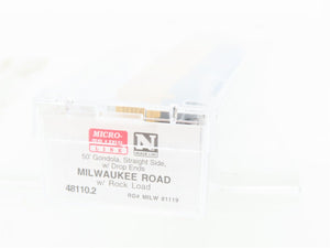 N Scale Micro-Trains MTL 48110.2 MILW Milwaukee 50' Gondola #81119 w/ Rock Load