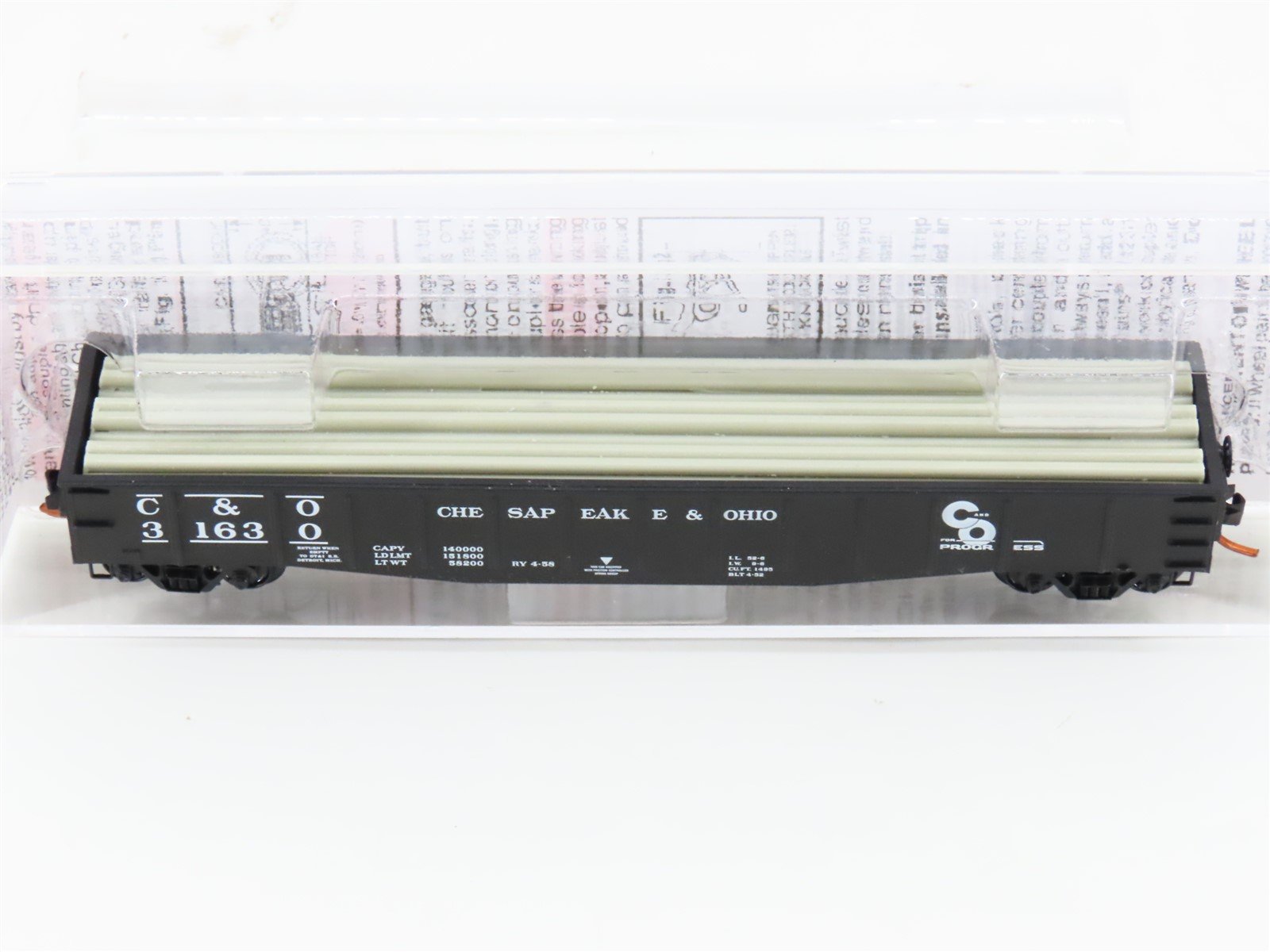 N Scale Micro-Trains MTL 10500160 C&O 50' Fixed-End Gondola #31630 w/ Steel Load