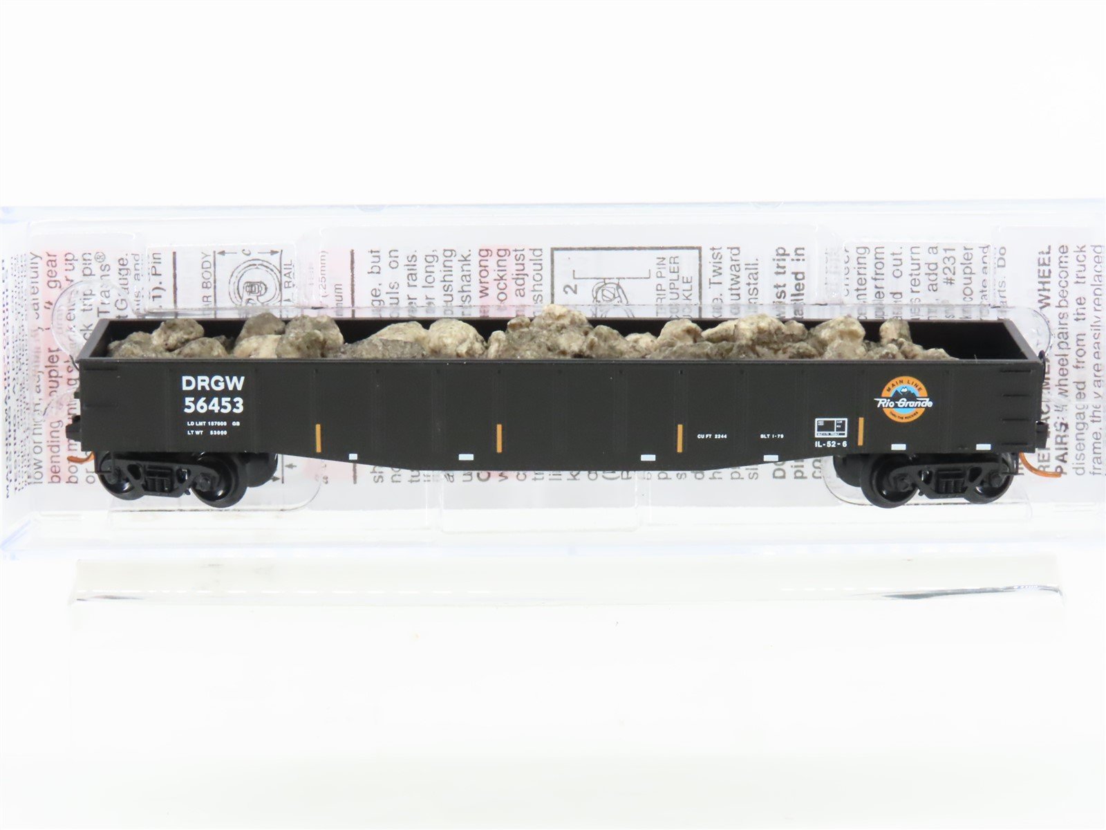 N Micro-Trains MTL 10500142 D&RGW Rio Grande 50' Gondola #56453 w/ Rock Load