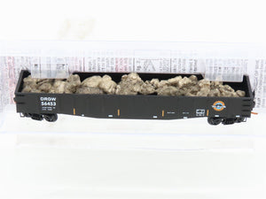 N Micro-Trains MTL 10500142 D&RGW Rio Grande 50' Gondola #56453 w/ Rock Load