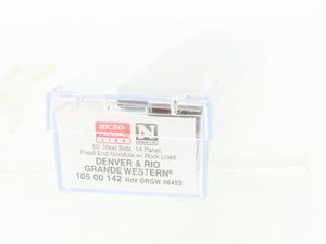 N Micro-Trains MTL 10500142 D&RGW Rio Grande 50' Gondola #56453 w/ Rock Load