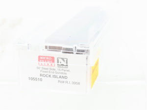 N Scale Micro-Trains MTL 105510 RI Rock Island 50' Fixed-End Gondola #3958