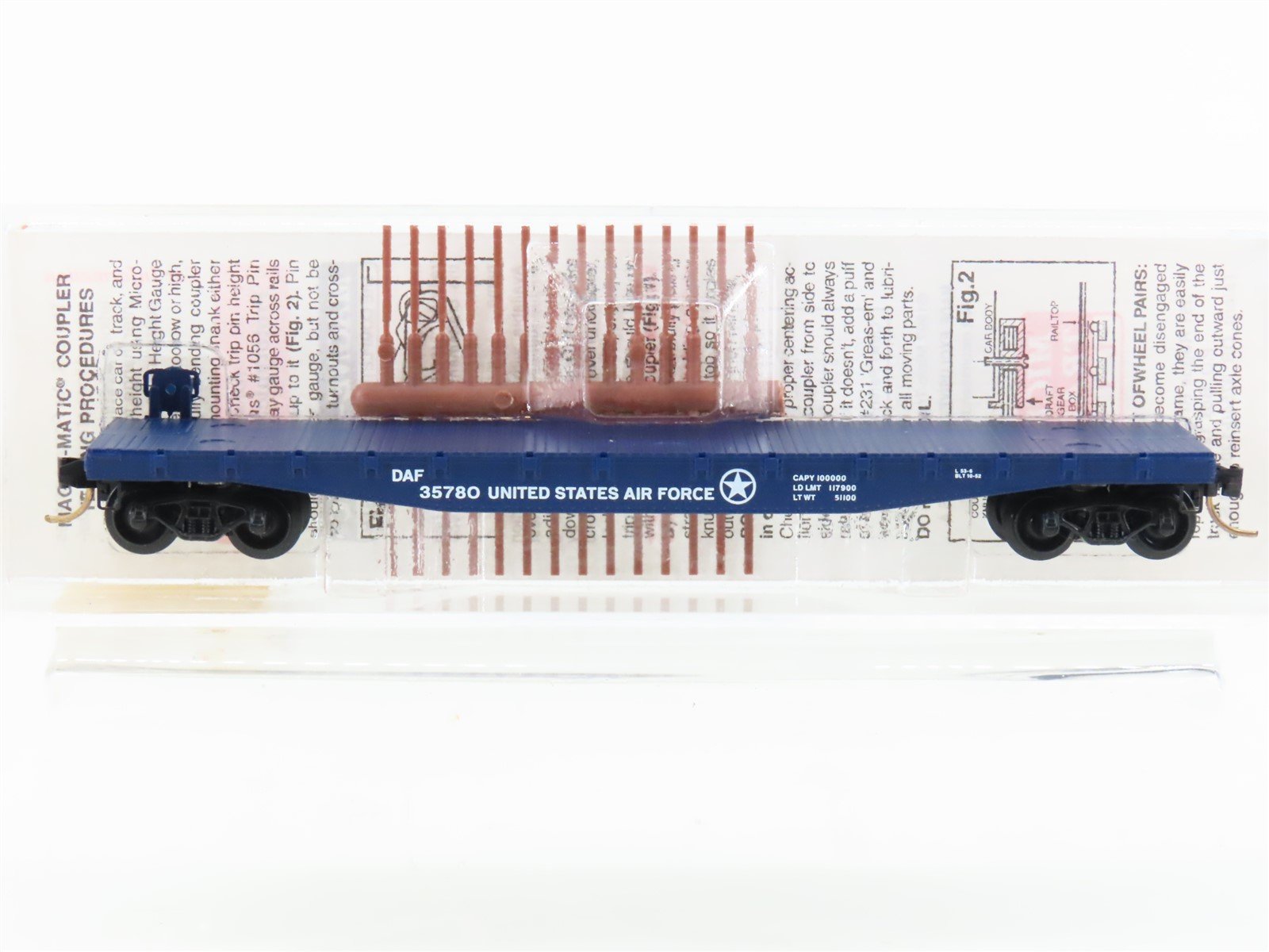 N Micro-Trains MTL 45190 DAF US Air Force 50' Fishbelly-Side Flat Car #35780