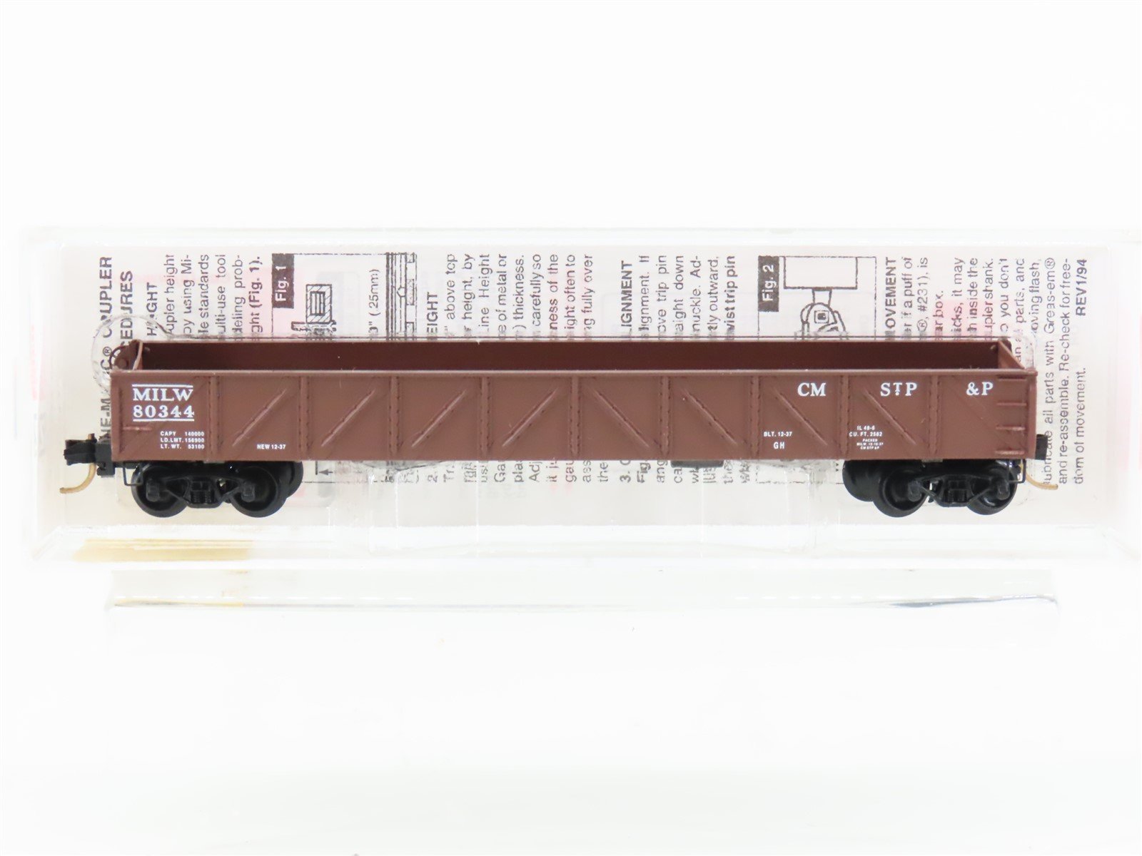 N Micro-Trains MTL 60010 CMSTP&P MILW Milwaukee Road 50' Drop-End Gondola #80344