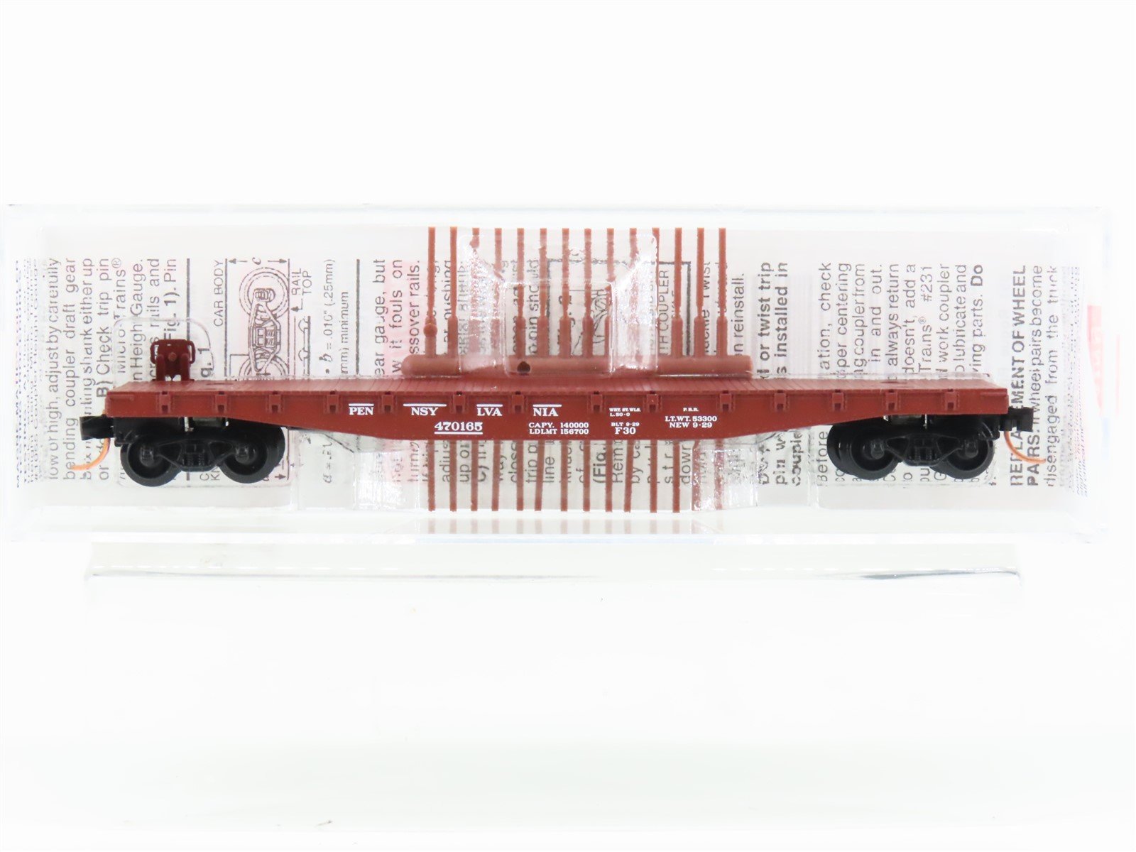 N Micro-Trains MTL 45140 PRR Pennsylvania 50' Fishbelly-Side Flat Car #470165