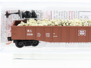N Scale Micro-Trains MTL 10500510 RI Rock Island 50' Gondola #3091 w/Quarry Load